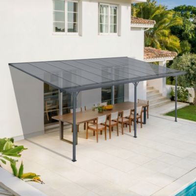 Pergola/Carport adossé 16,5m² KLEO 5,5x3m aluminium gris