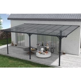 Pergola/Carport adossé 16,5m² KLEO 5,5x3m aluminium gris