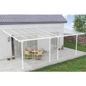 Pergola/Carport adossé 18m² KLEO 6x3m aluminium blanc