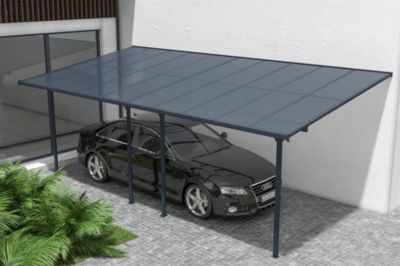 Pergola/Carport adossé 18m² KLEO 6x3m aluminium gris