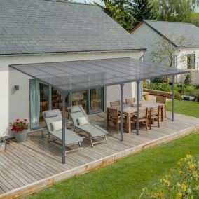 Pergola/Carport adossé 18m² KLEO 6x3m aluminium gris