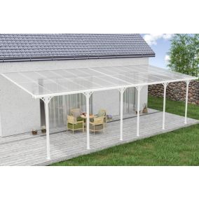 Pergola/Carport adossé 24m² KLEO 8x3m aluminium blanc