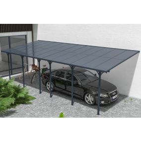 Pergola/Carport adossé 24m² KLEO 8x3m aluminium gris