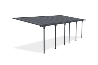 Pergola/Carport adossé 24m² KLEO 8x3m aluminium gris