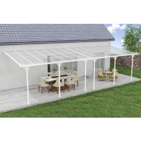 Pergola/Carport adossé 27m² KLEO 9x3m aluminium blanc