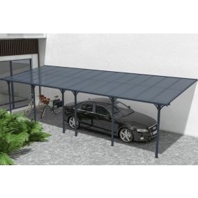 Pergola/Carport adossé 27m² KLEO 9x3m aluminium gris