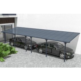 Pergola/Carport adossé 30m² KLEO 1000L300 aluminium Gris