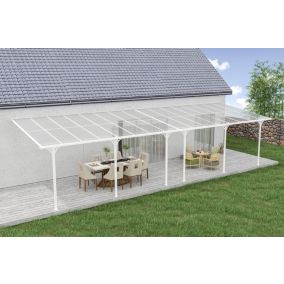 Pergola/Carport adossé 30m² KLEO 10x3m aluminium blanc