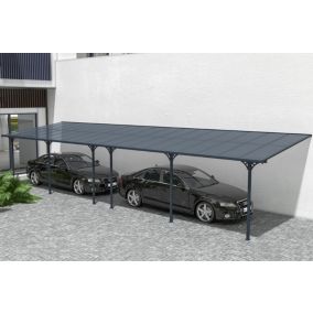 Pergola/Carport adossé 33m² KLEO 11x3m aluminium gris