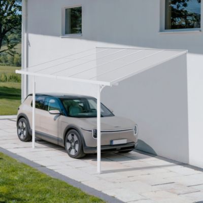 Pergola/Carport adossé 9m² KLEO 3x3m aluminium blanc
