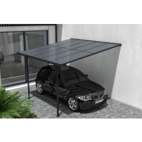 Pergola/Carport adossé 9m² KLEO 3x3m aluminium gris