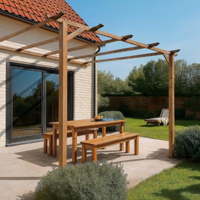 Pergola Clématite adossante - marron