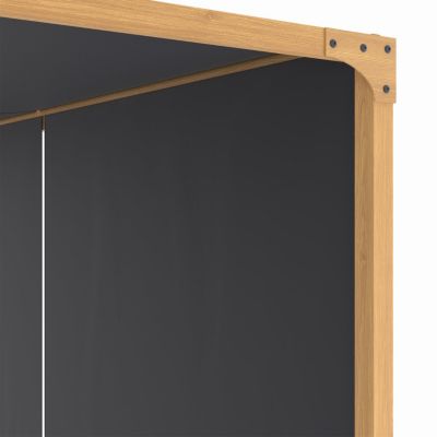 Pergola coulissante 2 pans 3x4 M belvédère de jardin effet bois toile gris anthracite