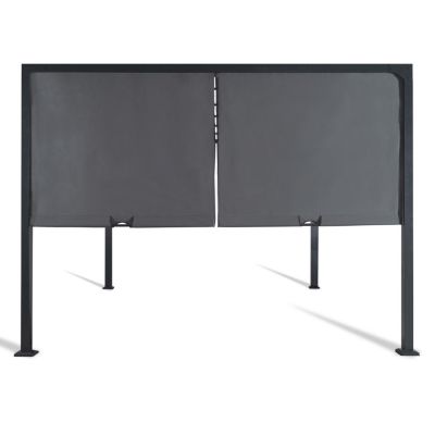 Pergola coulissante 2 pans 3x4 M belvédère de jardin toile gris anthracite