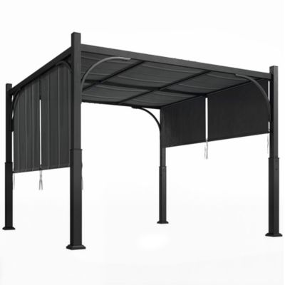 Pergola de jardin 3 x 3 m auvent coulissant métal galvanisé anthracite