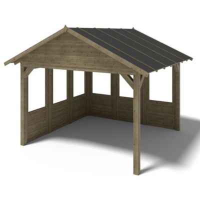 Pergola de jardin 4.04x4.04m avec panneaux - traité - ALT126