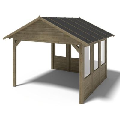 Pergola de jardin 4.04x4.04m avec panneaux - traité - ALT127