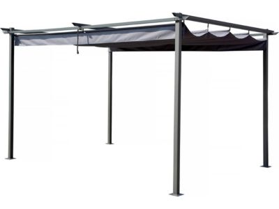 Pergola en métal avec toit rétractable  3 x 4 m  Gris
