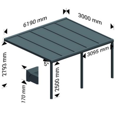 Pergola isotoit CLASSIC Gris anthracite 6,19x3,00m