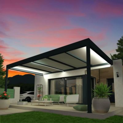 Pergola isotoit MODERN Gris anthracite 3,78x4,50m (Kit LED 3 cotés)