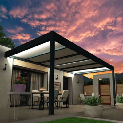 Pergola isotoit MODERN Gris anthracite 3,78x4,50m (Kit LED 3 cotés)