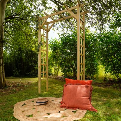 Pergola Jardipolys - 2.145x2.145x2.145 m toit en bois beige