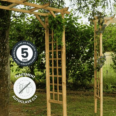Pergola Jardipolys - 2.145x2.145x2.145 m toit en bois beige