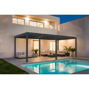 Pergola électrique bioclimatique SANTA 6x3m aluminium gris - Lames orientables