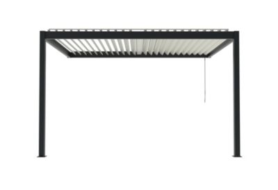 Pergola manuelle bioclimatique adossée aluminium gris foncé Cameo 4,04 x 3,11 m