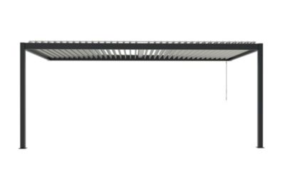 Pergola manuelle bioclimatique adossée aluminium gris foncé Cameo 5,84 x 3,11 m