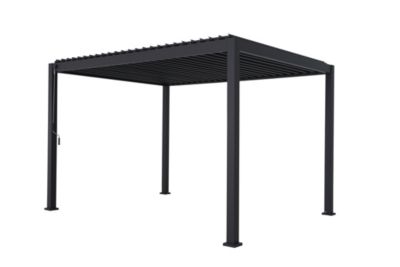 Pergola manuelle bioclimatique autoportante aluminium et acier 3,93 x 3,01 m gris anthracite