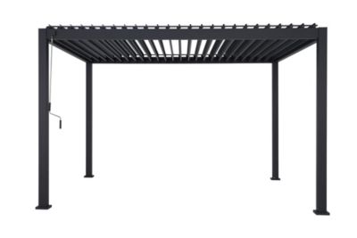 Pergola Bioclimatique Bestmobilier Cherry 3x3m - Aluminium Gris Anthracite, Lames Orientables Manuelles - Pour Terrasse Extérieure