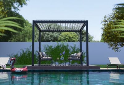 Pergola manuelle bioclimatique autoportante aluminium Gris foncé Cameo 3,14 x 3,11 m