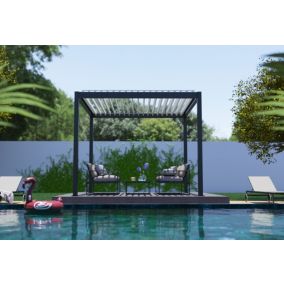 Pergola manuelle bioclimatique autoportante aluminium Gris foncé Cameo 3,14 x 3,11 m