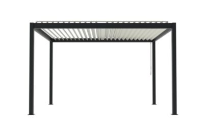 Pergola manuelle bioclimatique autoportante aluminium gris foncé Cameo 4,04 x 3,11 m