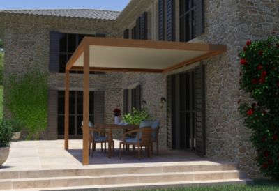Pergola manuelle bioclimatique murale aluminium Salto 4,21 x 3,08 m