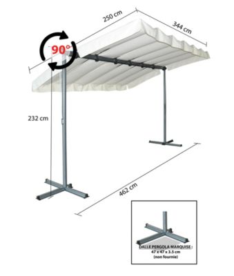 Pergola marquise autoportante manuelle acier Habrita PER2535M 3,60 x 2,50 m