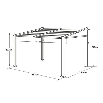 Pergola murale 3 x 4m FREJUS grise - structure aluminium - Happy Garden