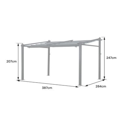 Pergola murale 3 x 4m FREJUS grise - structure aluminium - HAPPY GARDEN