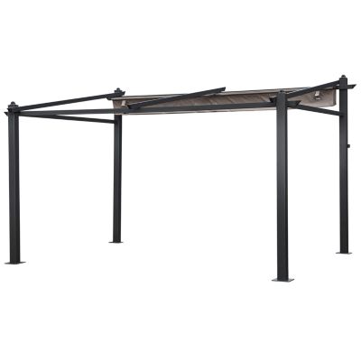 Pergola murale 3 x 4m FREJUS taupe - structure aluminium - HAPPY GARDEN