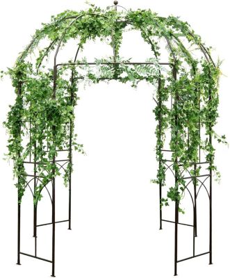 Pergola Plantes Grimpantes en Forme de Cage à Oiseaux Pavillon pour Mariage, Fête, Cérémonie, 211x211x256cm