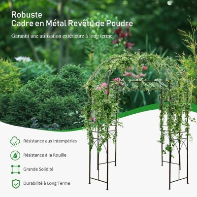 Pergola Plantes Grimpantes en Forme de Cage à Oiseaux Pavillon pour Mariage, Fête, Cérémonie, 211x211x256cm