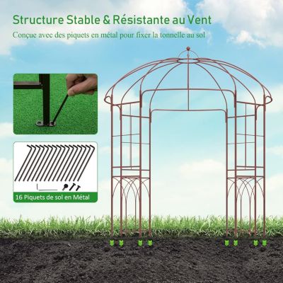 Pergola Plantes Grimpantes en Forme de Cage à Oiseaux Pavillon pour Mariage, Fête, Cérémonie, 211x211x256cm