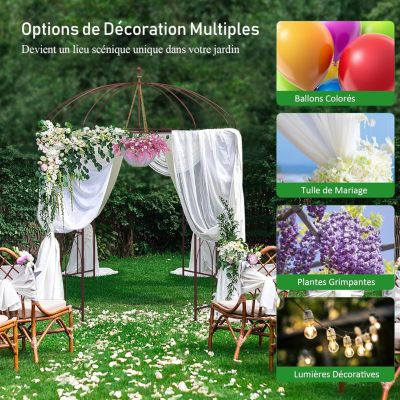 Pergola Plantes Grimpantes en Forme de Cage à Oiseaux Pavillon pour Mariage, Fête, Cérémonie, 211x211x256cm