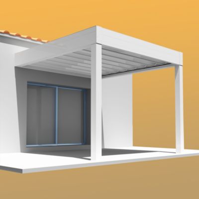 Pergola rétractable HYLIA 5,00x5,213 M Motorisé à Télécommande + LED (Blanc RAL9010)