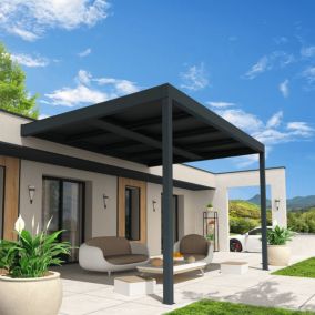 Pergola solaire ACTIVE Gris anthracite 4,659x3,491m 3200W (Kit LED 2 cotés sur chemin de câble)