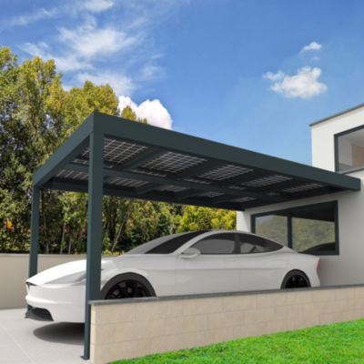 Pergola solaire adossée aluminium gris 3,49 x 3,54 m Sunstyl