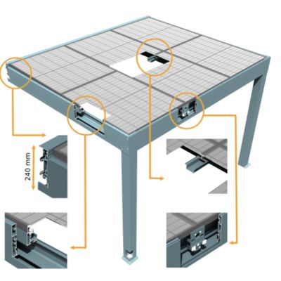 Pergola solaire HELIOLITE 4,638x3,541 M 8 panneaux 3200W (Gris anthracite RAL7016)