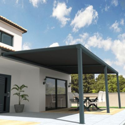 Pergola toile SUNLIGHT Gris anthracite - 6,00x3,50m (Motorisé à télécommande secours - Gris Anthracite)