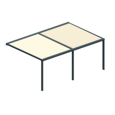 Pergola toile SUNLIGHT Gris anthracite - 8,00x4,00m (Motorisé à télécommande secours + Kit LED 1 coté - Ecru)